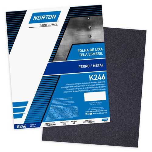 Lixa para Ferro e Metal K246 Grão 60 Norton 25 folhas 5539503248