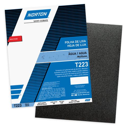 Lixa D'Água Multiuso T223 Grão 120 Norton 50 folhas 66261161500
