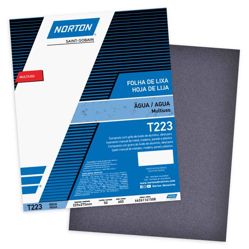 Lixa D'Água Multiuso T223 Grão 600 Norton 50 folhas 66261161508