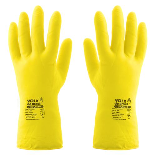 Luva Látex Multiuso Slim Amarela 12 Pares Volk do Brasil 105304401