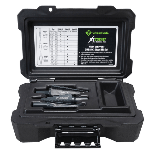 Jogo de Brocas Escalonadas Aço Inox 1/2", 7/8" e 1-1/8" Greenlee 35884C