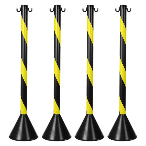 Kit 04 Pedestais em PVC Preto e Amarelo 90cm Plastcor 70010848