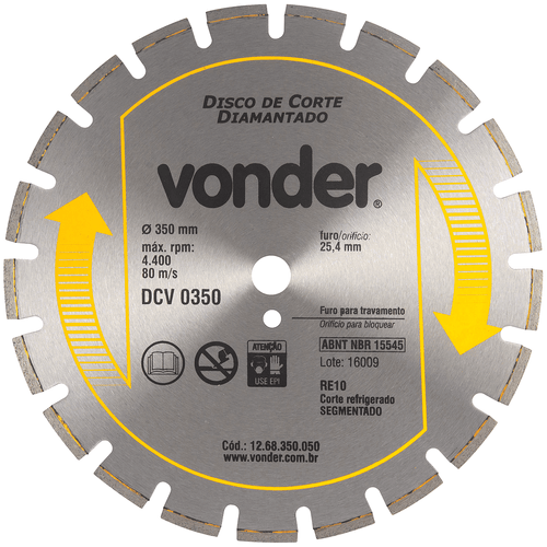 Disco Diamantado para Asfalto e Concreto 350mm Vonder DCV0350