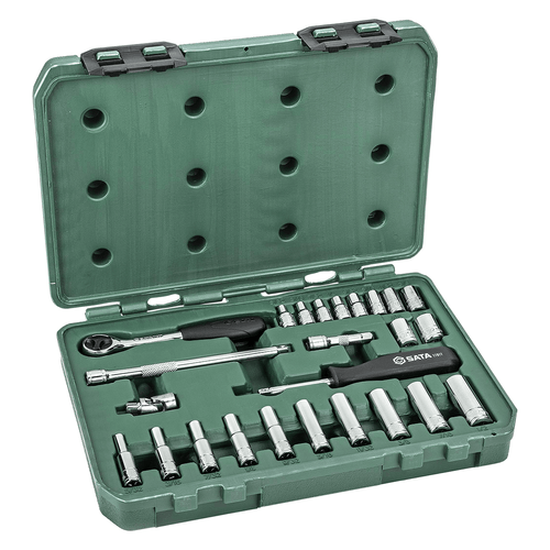 Jogo Soquetes Sextavado 1/4" de 1/4" Pol 25 Peças Sata ST09098SJ