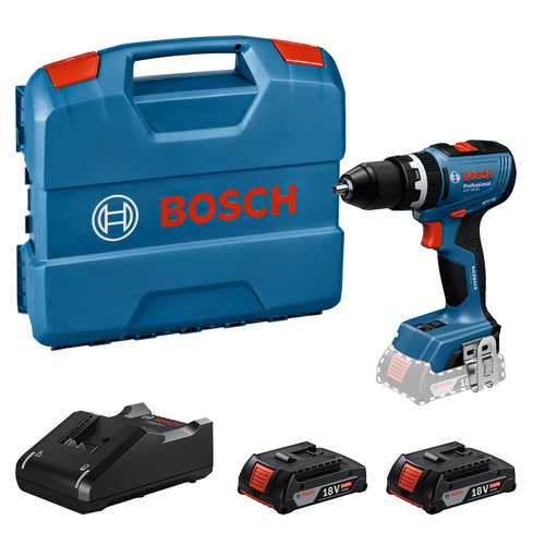 Parafusadeira e Furadeira com maleta e kit baterias 2.0 Ah e Carregador Bosch GSB 18V-65