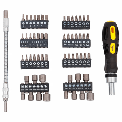 Jogo de Bits e Ponteiras com 58 Peças Encaixe Sextavado 1/4" Vonder 32497