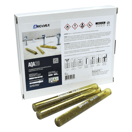 Chumbador Químico com Ampola 20mm 10 Unidades Âncora AQA20