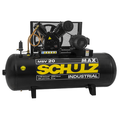 Compressor de Ar Industrial Max 20pcm 250l 5hp MSV 20/250 Schulz