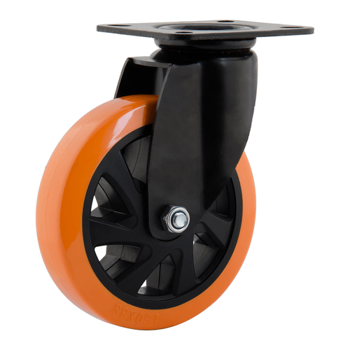 Rodízio Giratório c/ Placa Série 14 Black Roda Laranja 5" Colson 4794