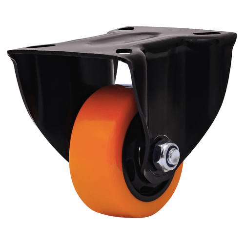 Rodízio Fixo c/ Placa Série 12 Black Roda Laranja 3" Colson 6240