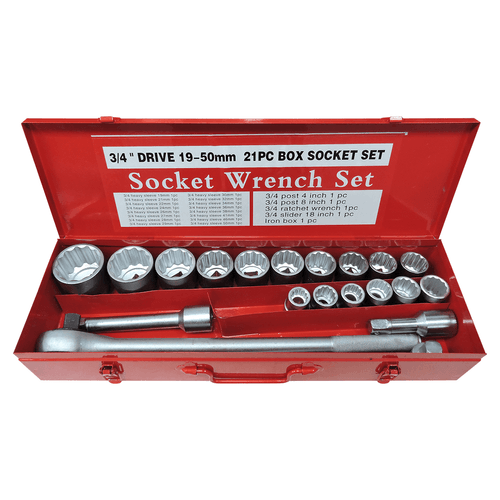 Jogo de Soquetes Estriados Encaixe 3/4" 21 Peças Estamparia Paulista K-1358