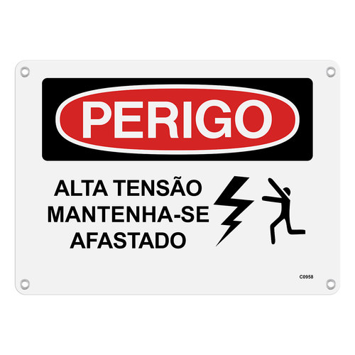 Placa Perigo Alta Tensão 25x18cm Brady C0958B