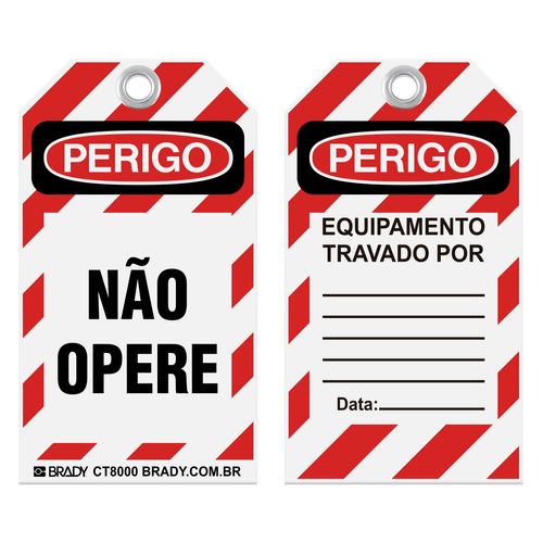 Cartão de Identificação de Bloqueio Perigo Não Opere Brady CT8000