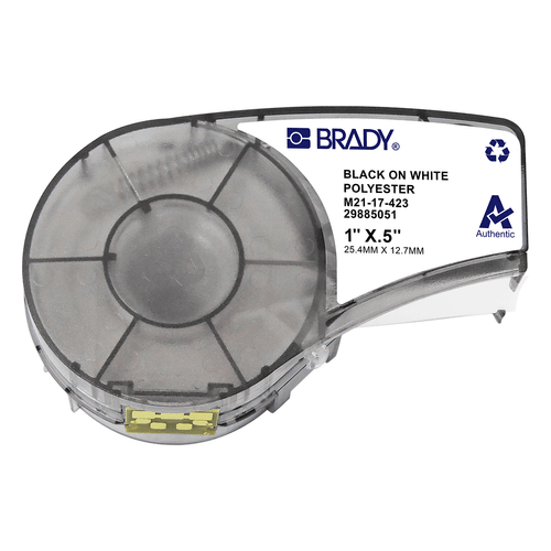 Etiqueta Poliéster Preto no Branco 25,4mm x 12,7mm Brady M21-17-423