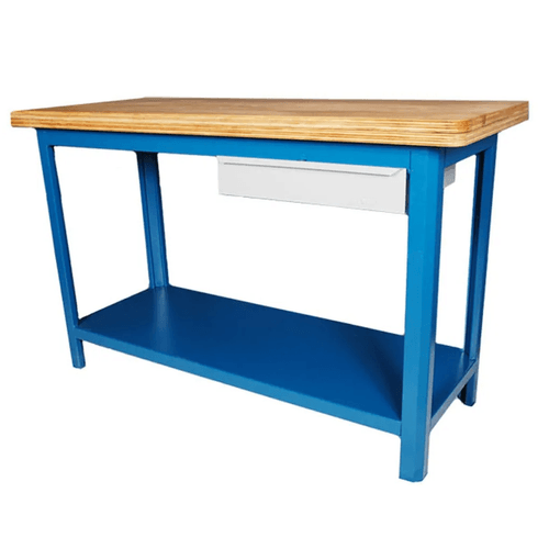 Bancada azul com 1 gaveta e tampo 40mm F109A Fercar 151CD
