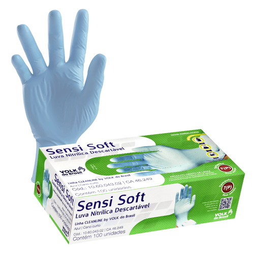 Luva Nitrílica Descartável Sensi Soft Sem Amido Tamanho P Volk do Brasil 106004302